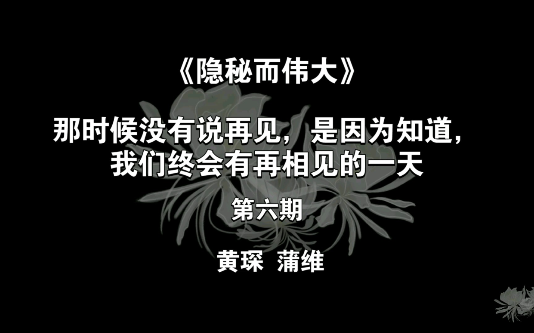 那时候没有说再见,是因为知道,我们终会有再相见的一天|《隐秘而伟大》黄琛、蒲维|文字书摘第六期哔哩哔哩bilibili