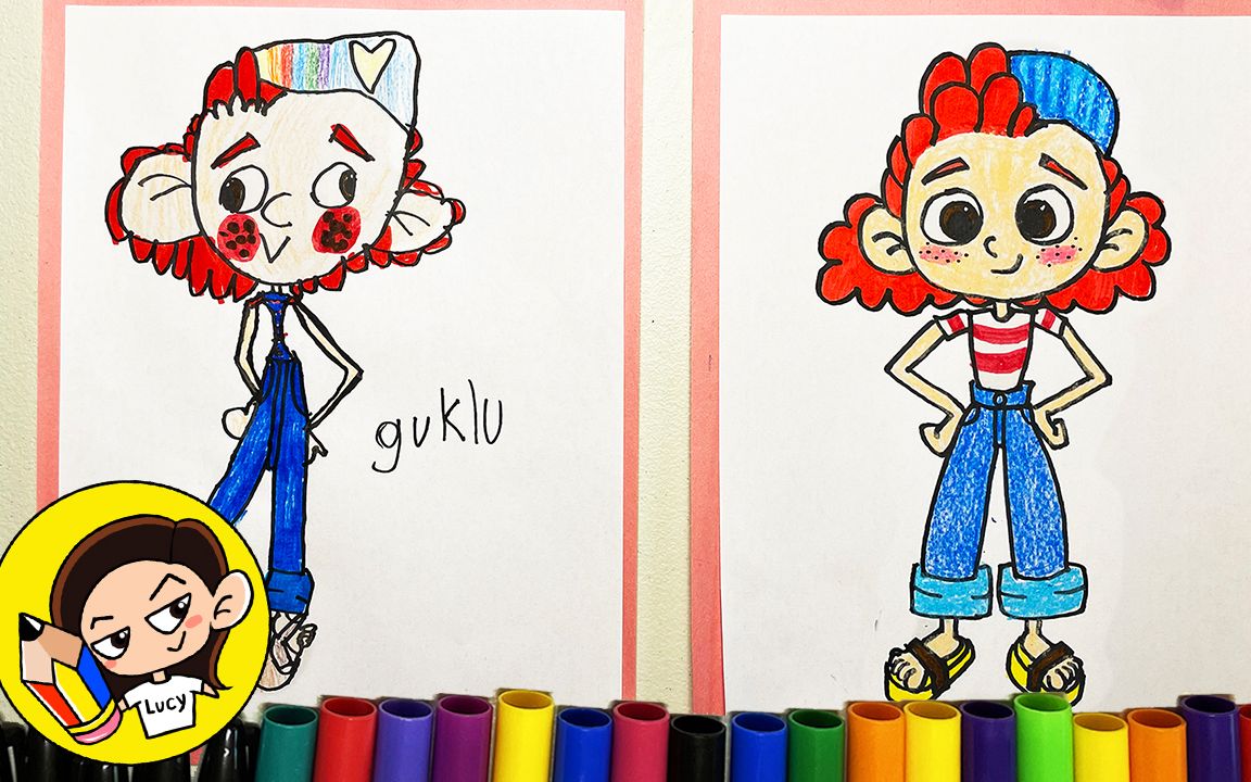 【4】 如何画路卡的朋友茱莉亚|儿童简笔画|how to draw giulia(luca)