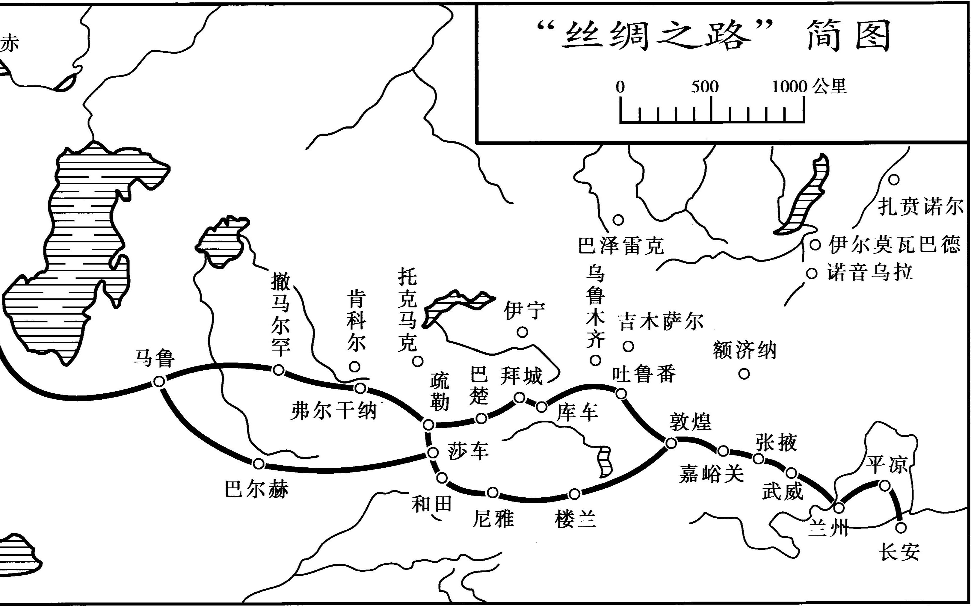 陆上丝绸之路简图图片