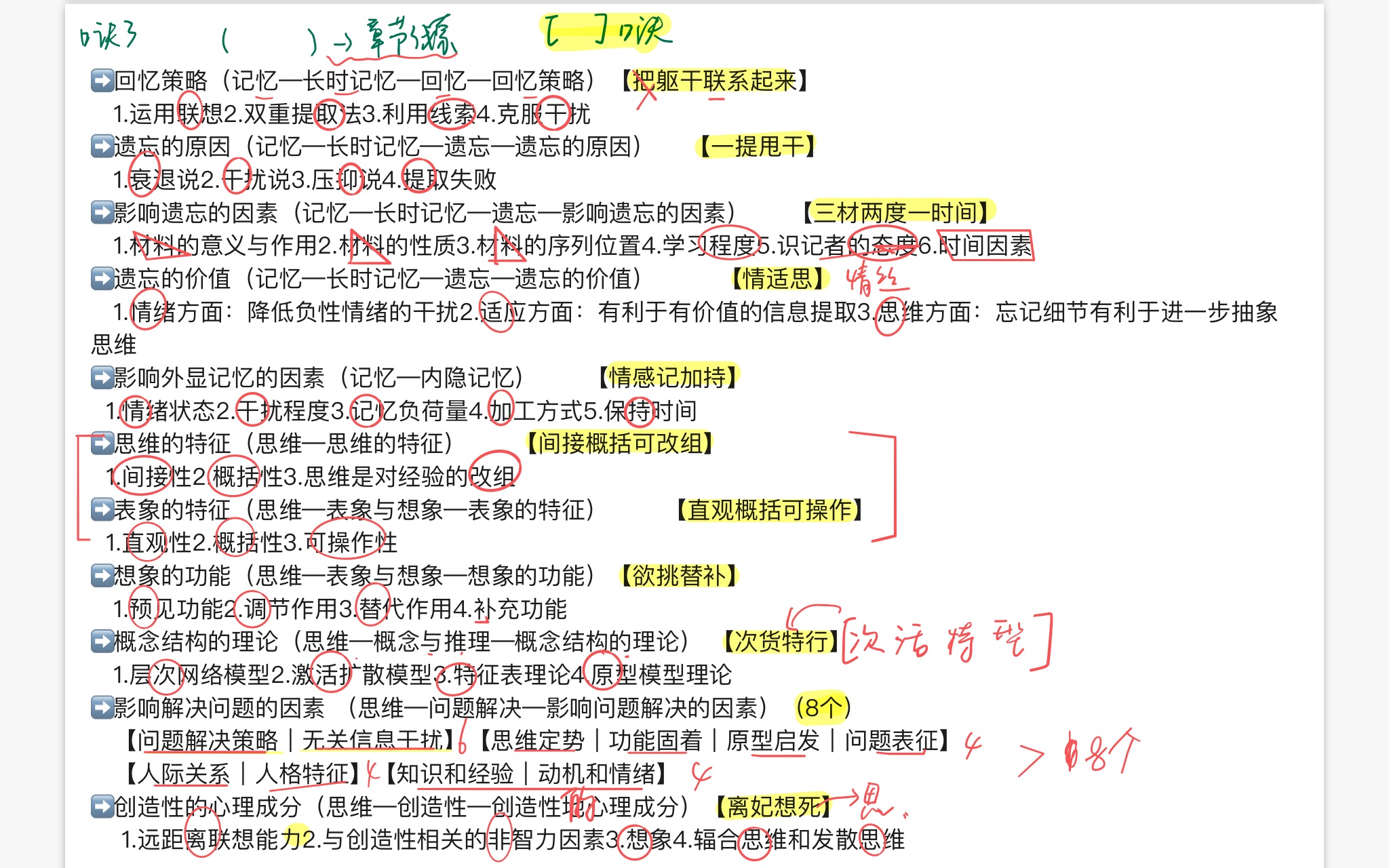 [图]心理学考研 普通心理学知识点带背 背诵口诀3。 带你背书呀！