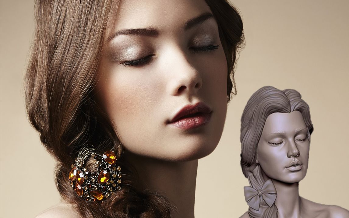 【zbrush雕刻】写实女性人头雕刻讲解,zbrush基础