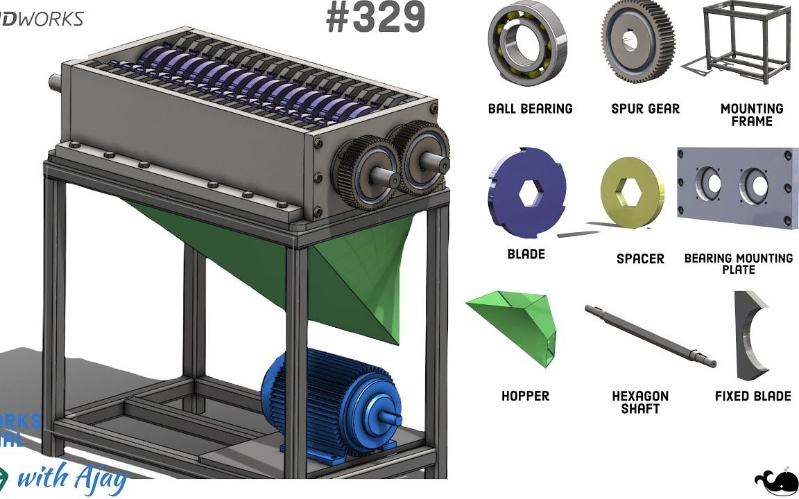 塑料撕碎机设计工业设计SolidWorks哔哩哔哩bilibili