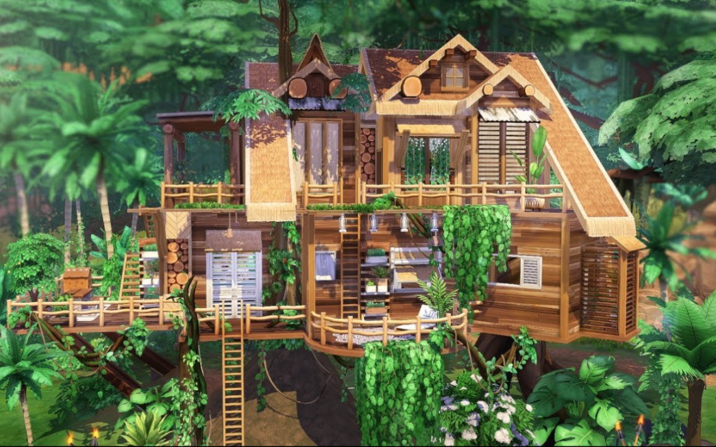 【模拟人生4速建|搬运】丛林树屋 by sims 4 creations