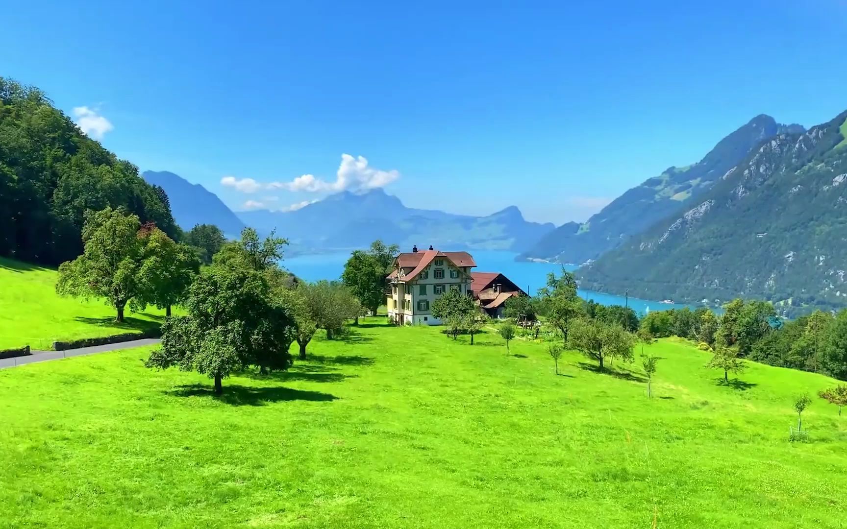 4k超清风景秀美的瑞士小镇塞利斯贝格静谧安静舒缓轻音乐助你放松心情