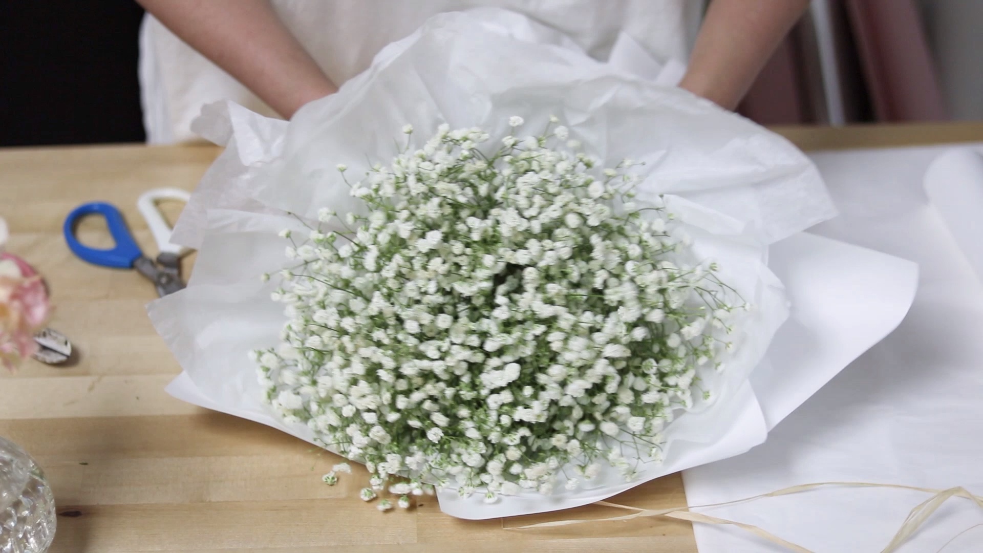 一个简单的满天星花束一看就会一做不会废系列