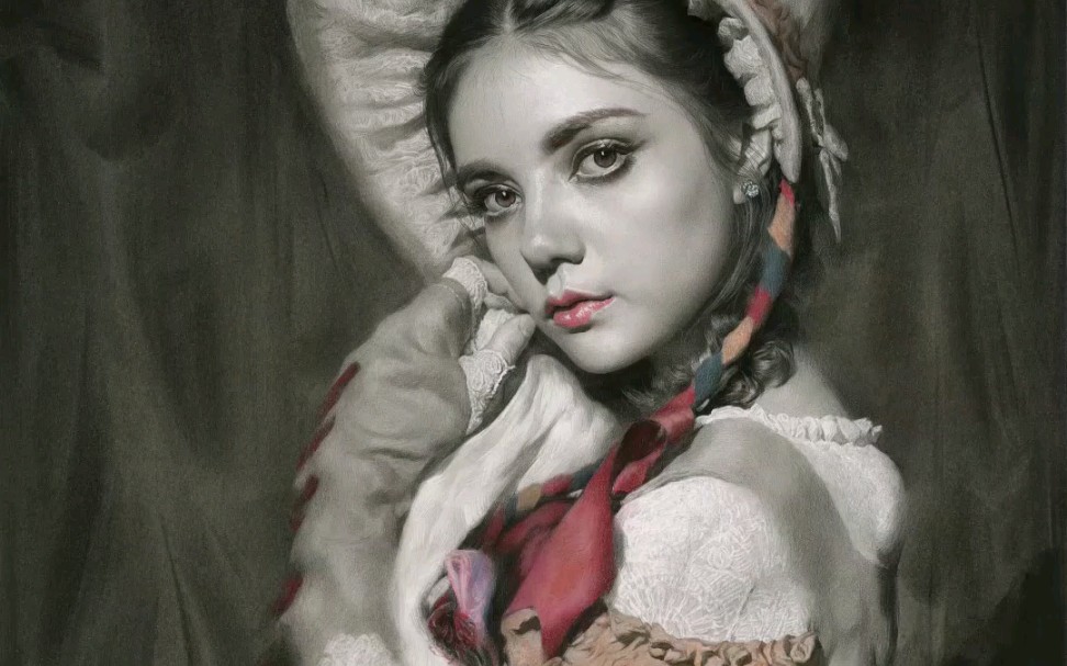 刘斌老师最新素描淡彩画欧美女郎