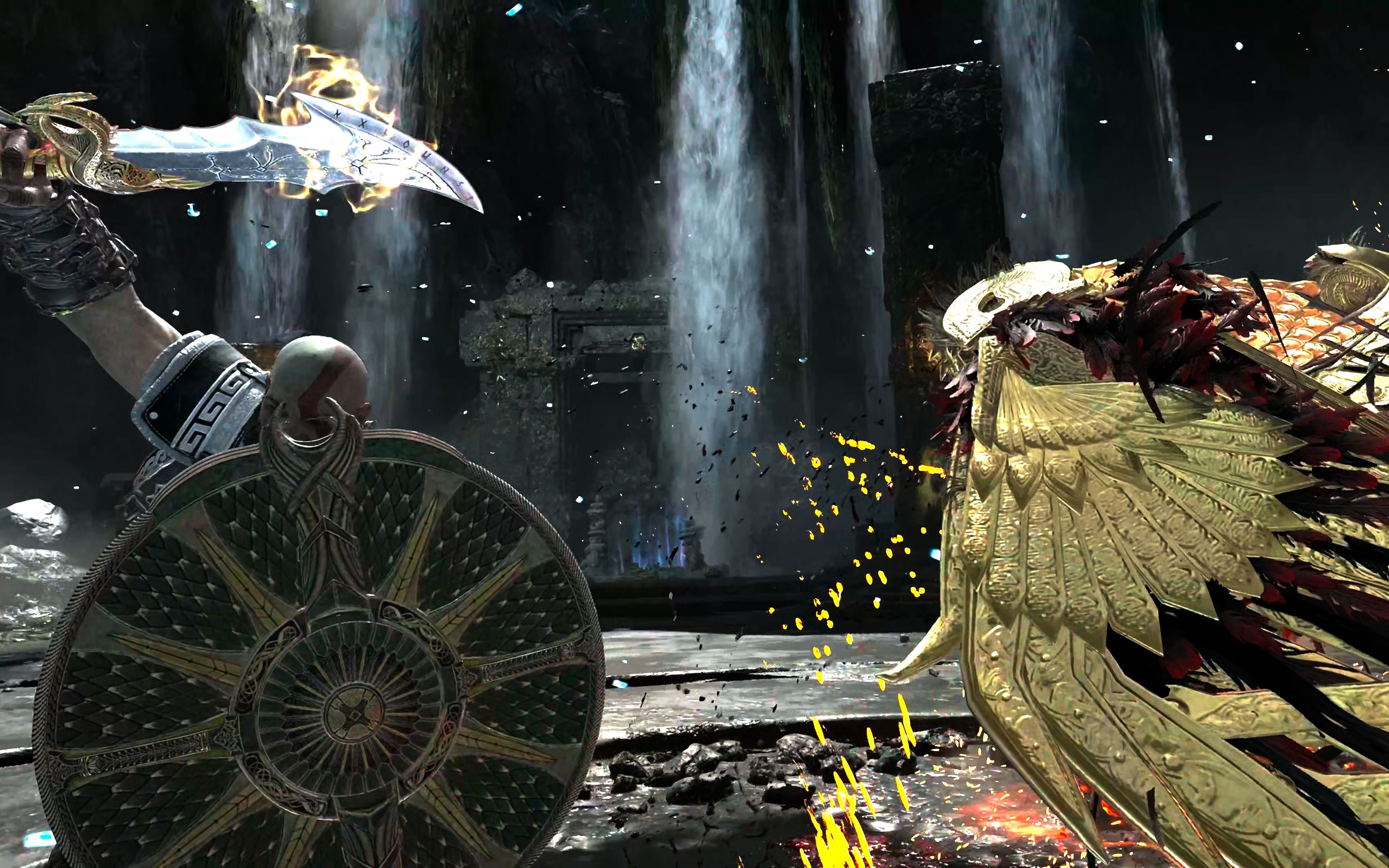 战神4 混沌双刀速杀女武神王 无伤新游戏 最高难度_战神4