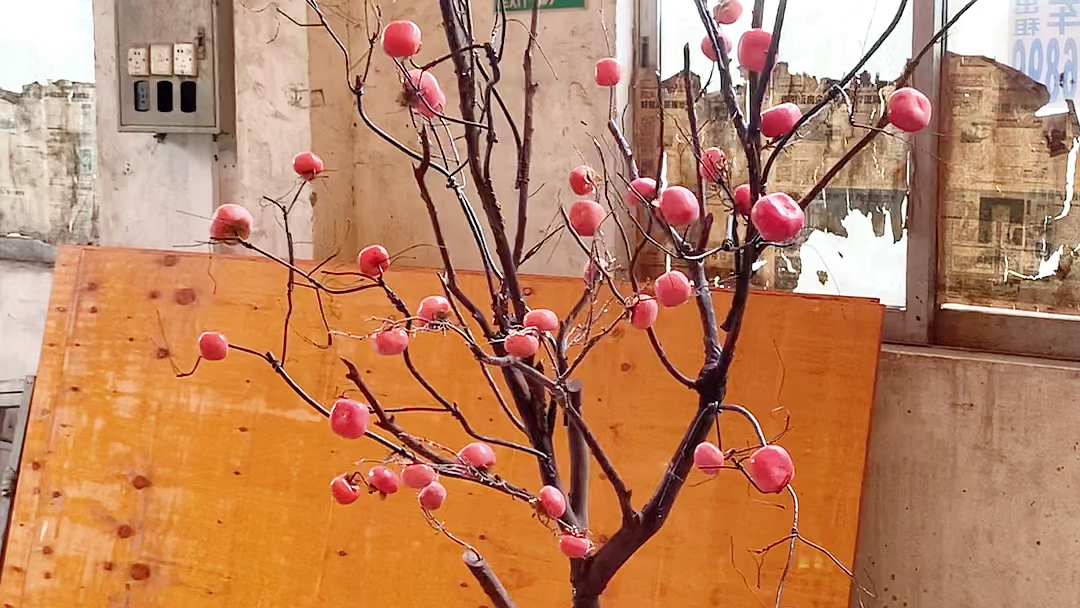 仿真柿子树橱窗道具假树花艺软装商场展厅美陈装饰仿真绿植定制