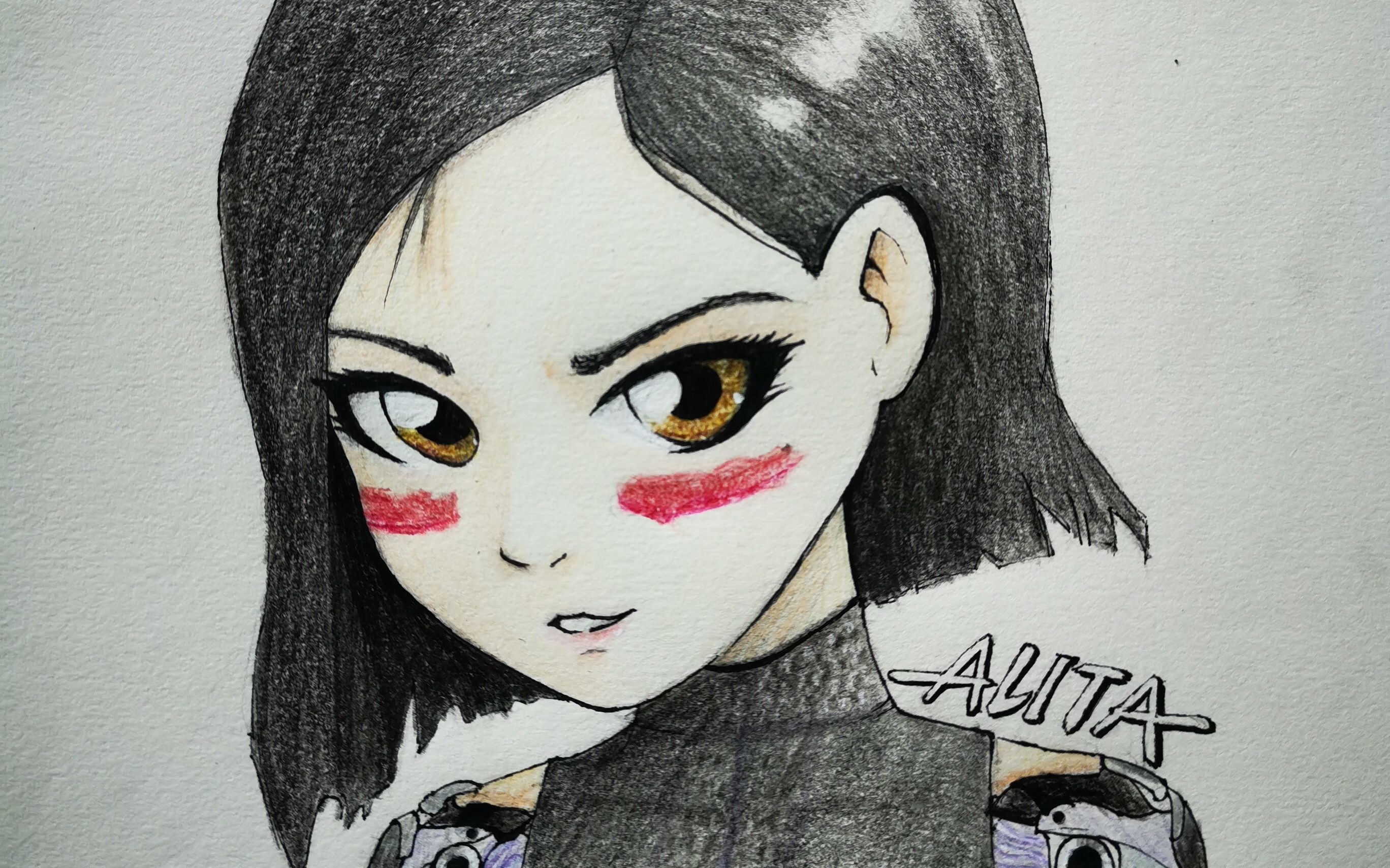 【手绘/绘画过程】彩铅一个阿丽塔同人(萌新画手)_哔哩哔哩 (゜-゜)つ