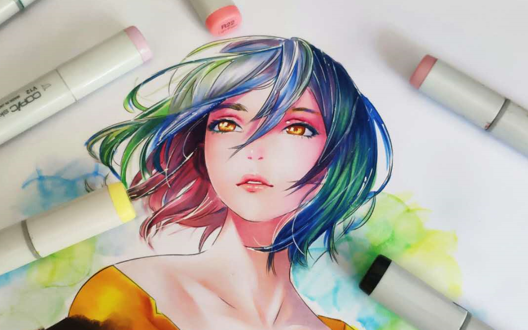 如何用马克笔画一个超粉嫩的 肤色?可以捏出水呢