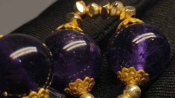 战国水晶珠紫水晶手链,老气开门,纹路清晰,光气十足,包老到代!