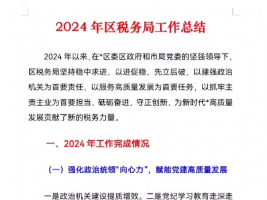 2024年区税务局工作总结哔哩哔哩bilibili