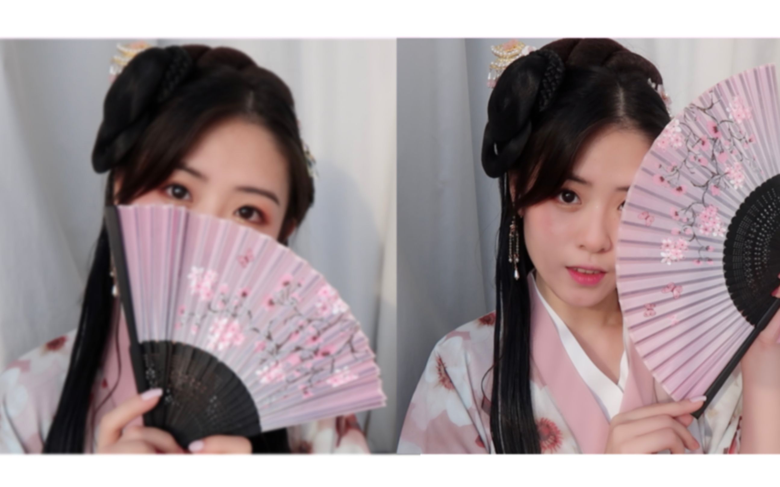 温婉汉服妆发手残也能学会的春季赏花妆发汉服少女粉嫩妆容