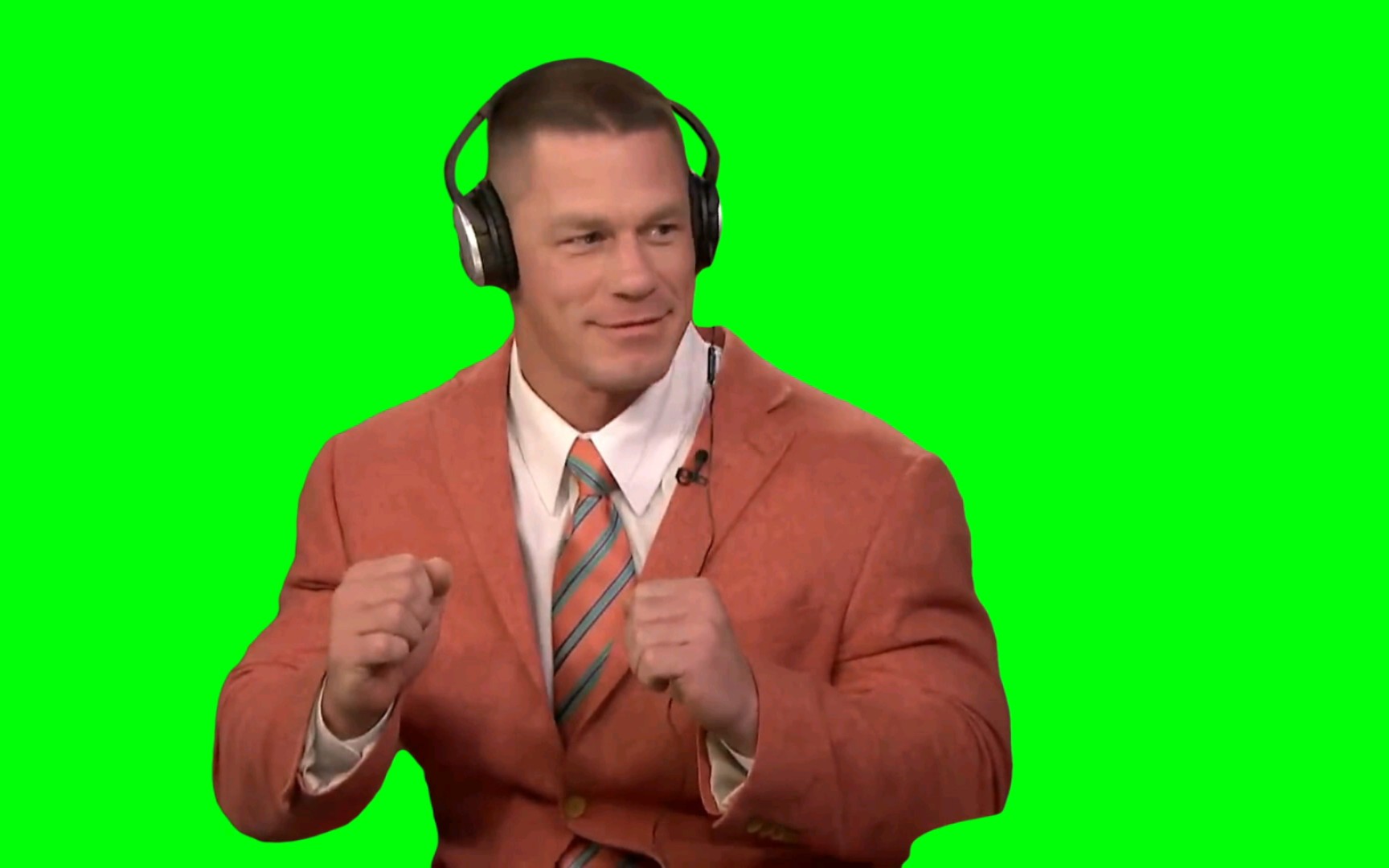 [图]赵喜娜带着耳机跳舞高清绿幕素材|John cena dancing with the headphones