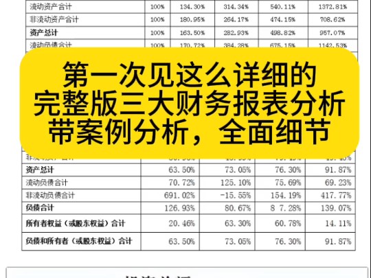 第一次见这么详细的完整版公司企业三大财务报表分析,带案例分析,全面细节哔哩哔哩bilibili