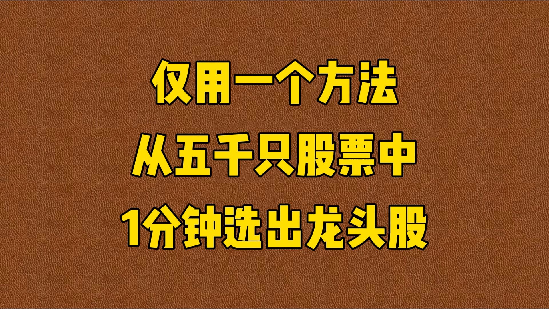 A股:炒股仅用一个方法,从五千只股票中,一分钟选出龙头股!只讲一次!哔哩哔哩bilibili