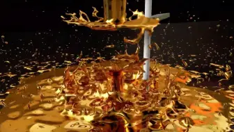 【国外C4D教程】C4D制作黄金液体飞溅动画教程