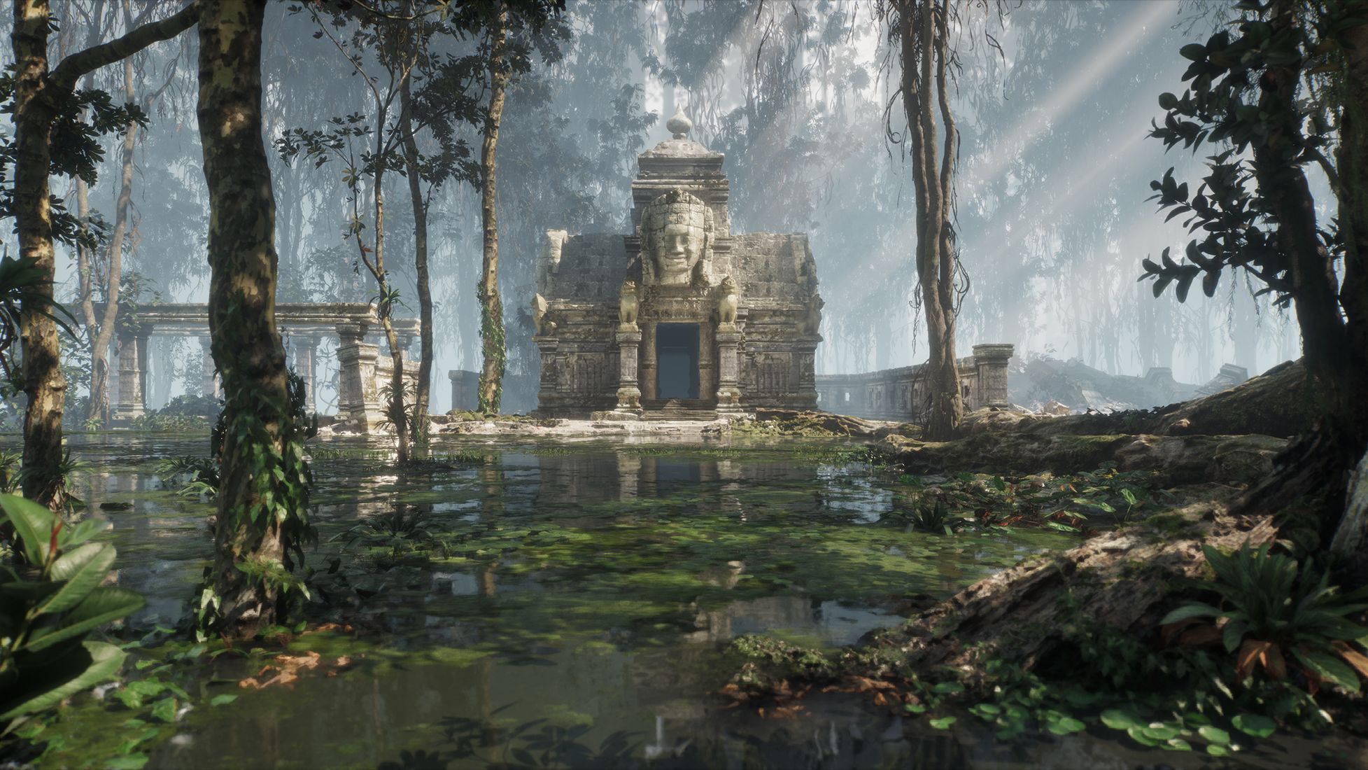 关卡设计-ue5 雨林中的破败遗迹场景-小痴666-小痴666-哔哩哔哩视频