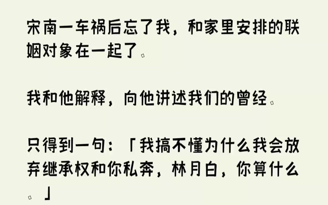 【完结文】宋南一车祸后忘了我,和家里安排的联姻对象在一起了.我和他解释,向他讲述...哔哩哔哩bilibili