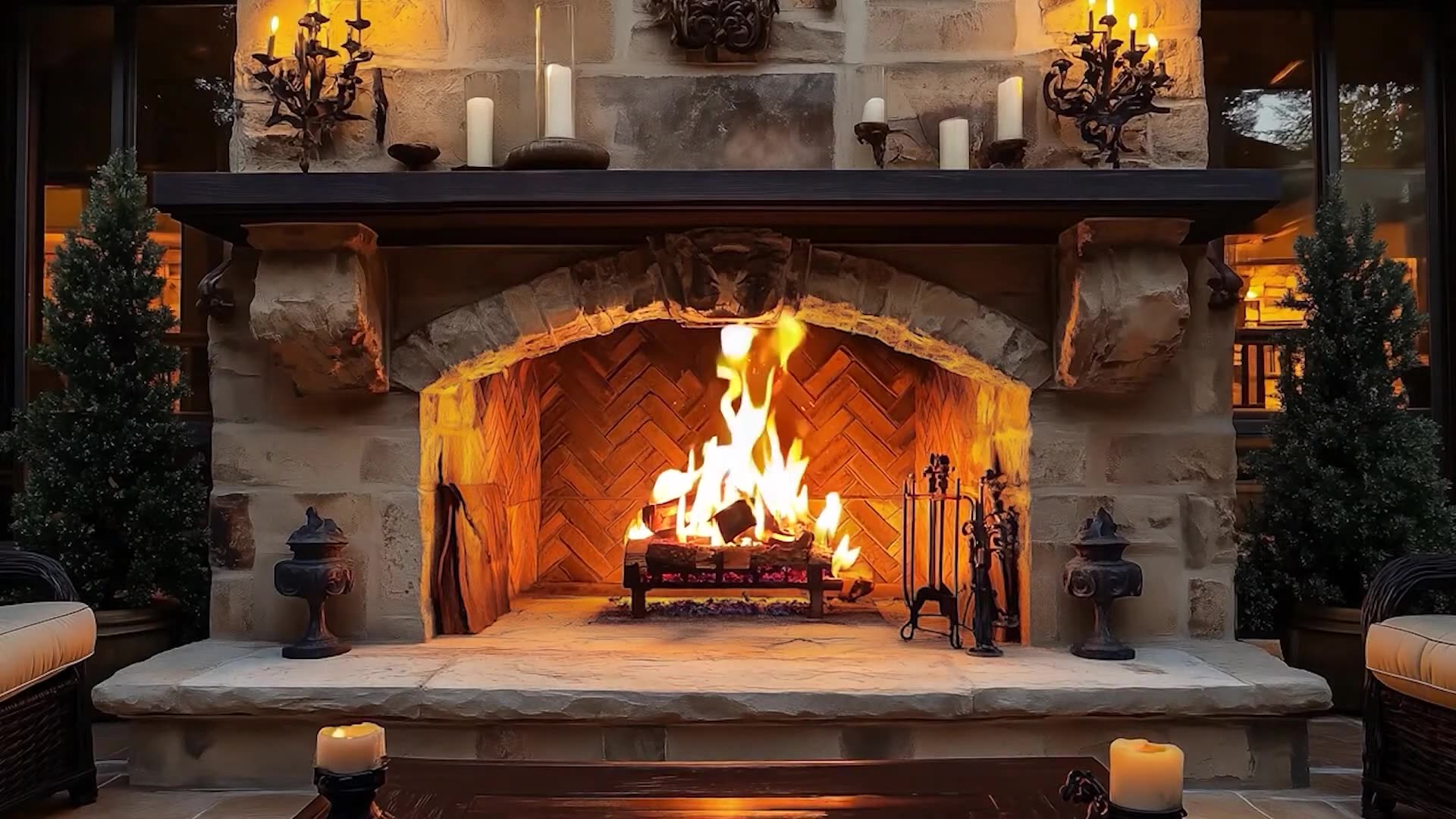 壁炉噼啪作响的火声🔥舒适客厅壁炉氛围