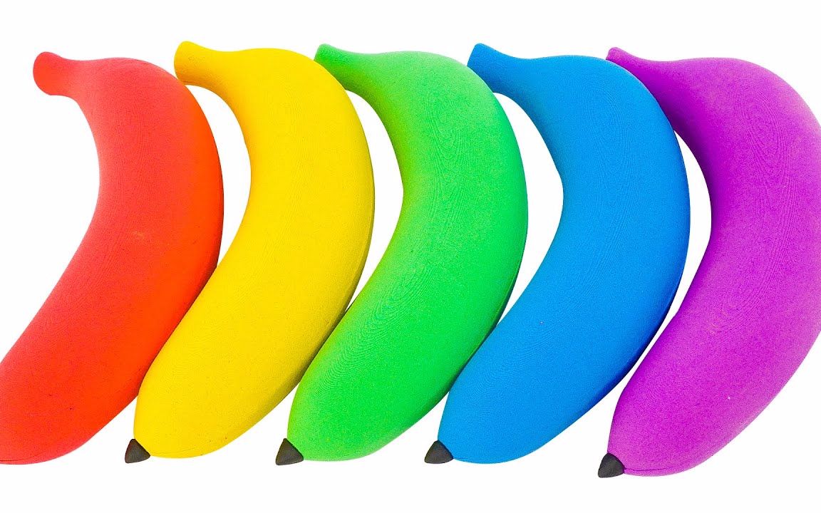 糖果diy手作:用动力沙切割,制作彩虹香蕉学习颜色!