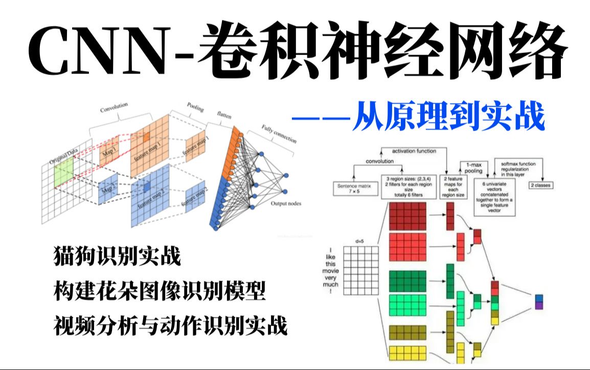 【CCN卷积神经网络】3小时掌握!从0开始搭建CNN识别模块,猫狗识别+花朵图像识别+视频分析与动作识别等实战项目一次性全讲透!深度学习/毕设/课设...