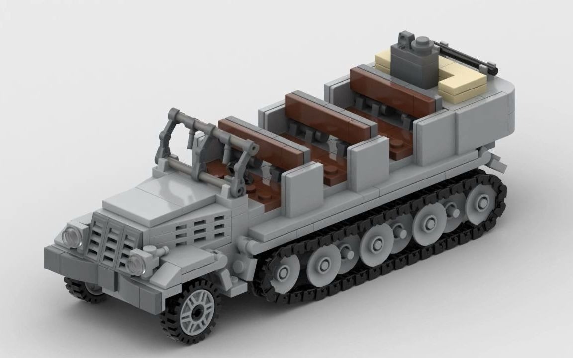 二战8t半履带式运兵车乐高moc积木