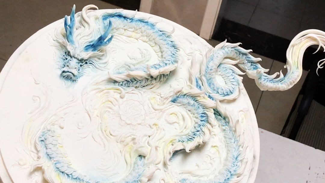 翻糖龙背景,可以吃的糖饼 #翻糖 #翻糖人偶 #御龙眠 吃的差不多了