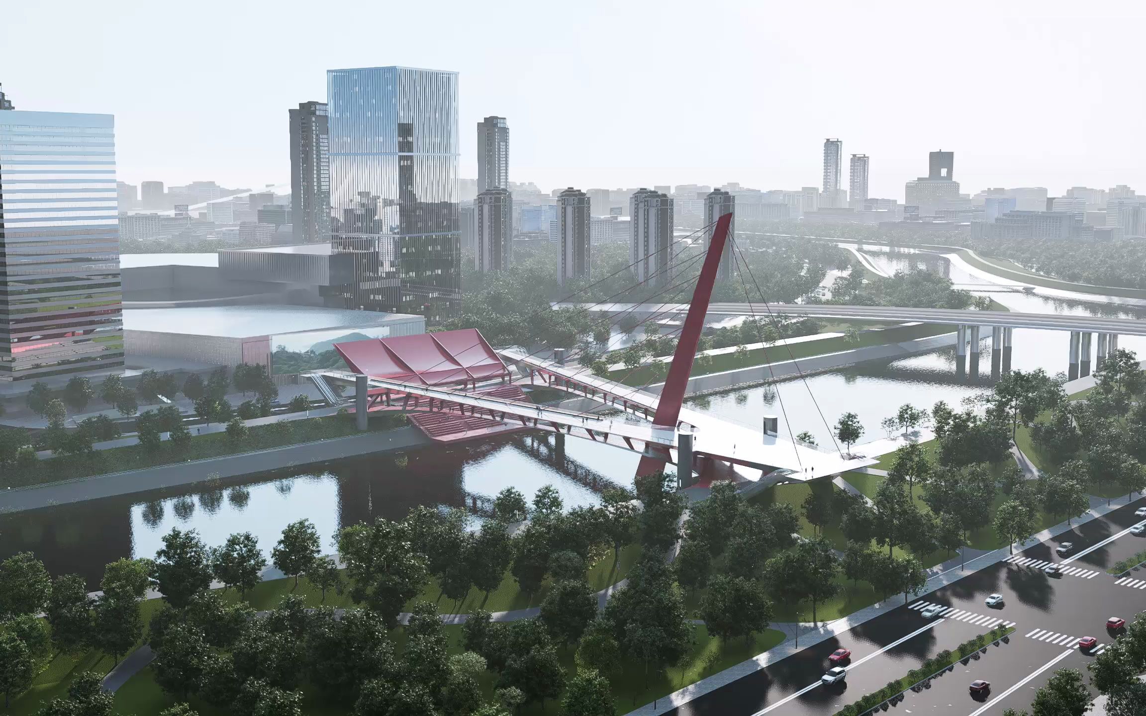 立·落_南京市浦口区城南河景观步行桥方案设计二等奖