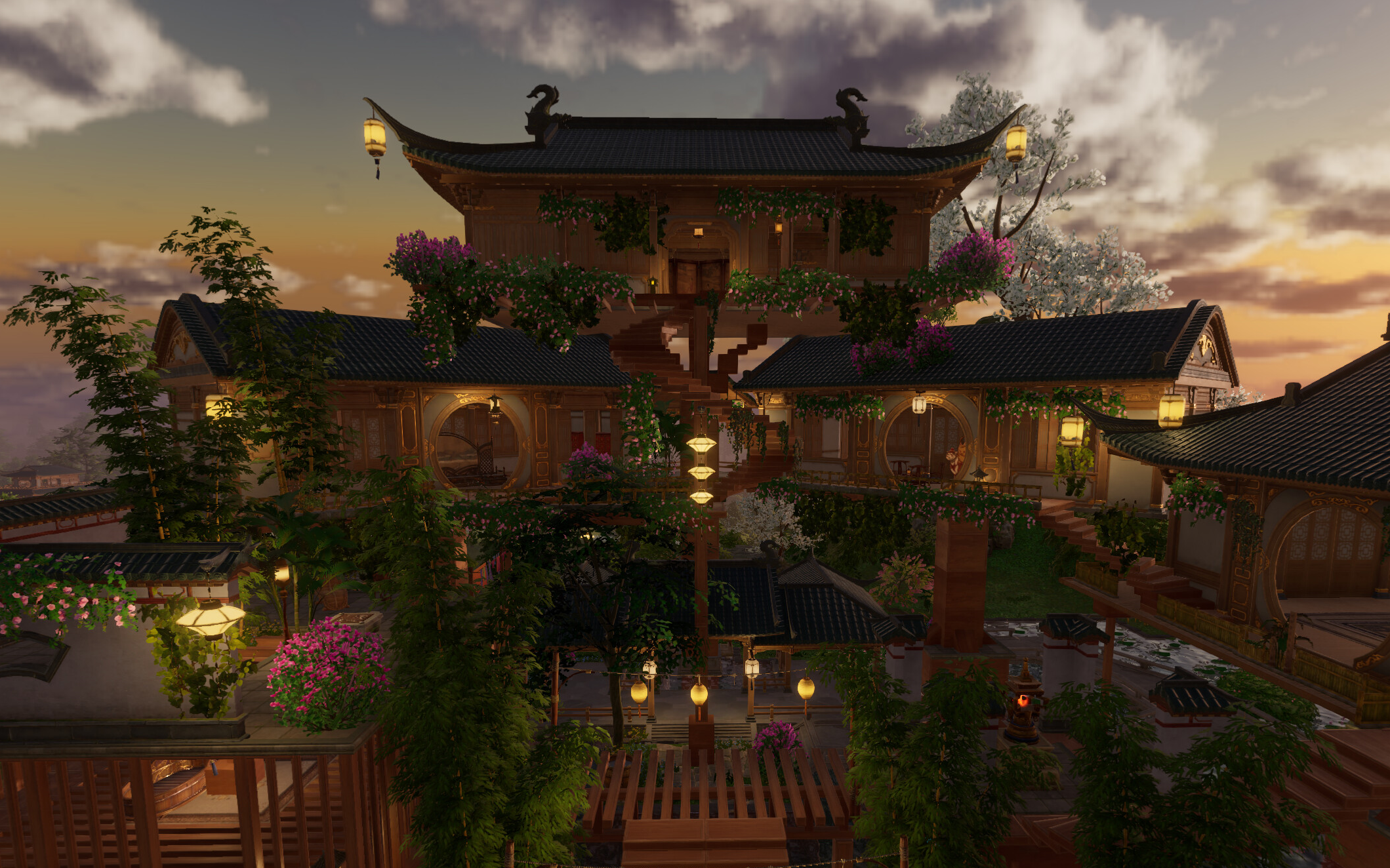 剑网三家园星楼花影两千平米家园五级就可以拥有的豪华水上庭院