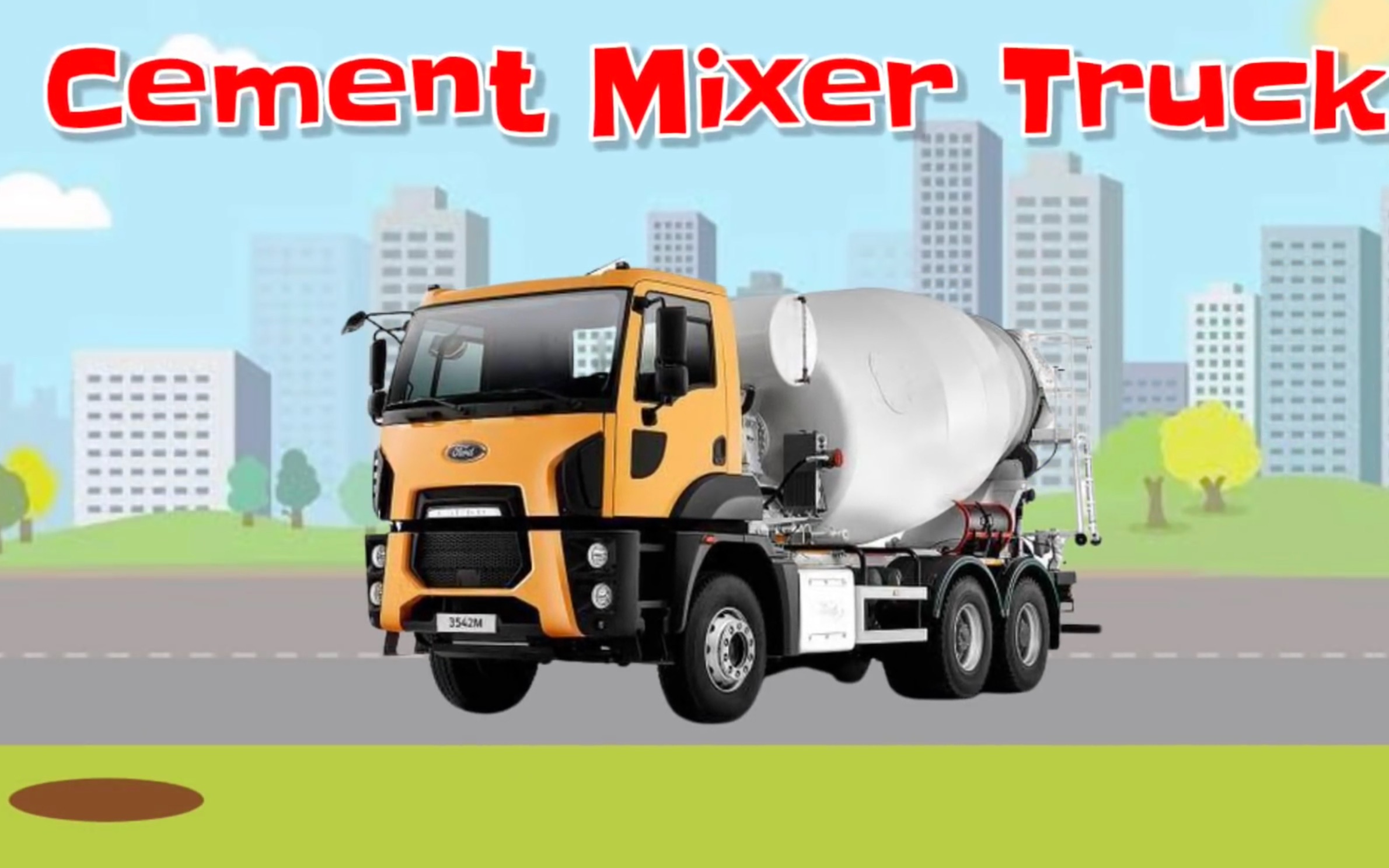 幼儿英语动画玩具启蒙色彩拼图|工程车 挖土机 搅拌车 翻斗车 真实