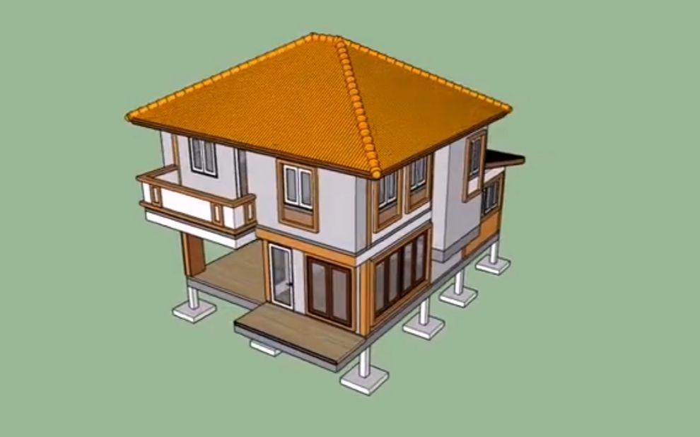 现代干栏式房子建模3D动画,很有特色哔哩哔哩bilibili