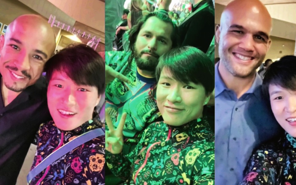 「ufc290」张伟丽与各路明星选手合影.