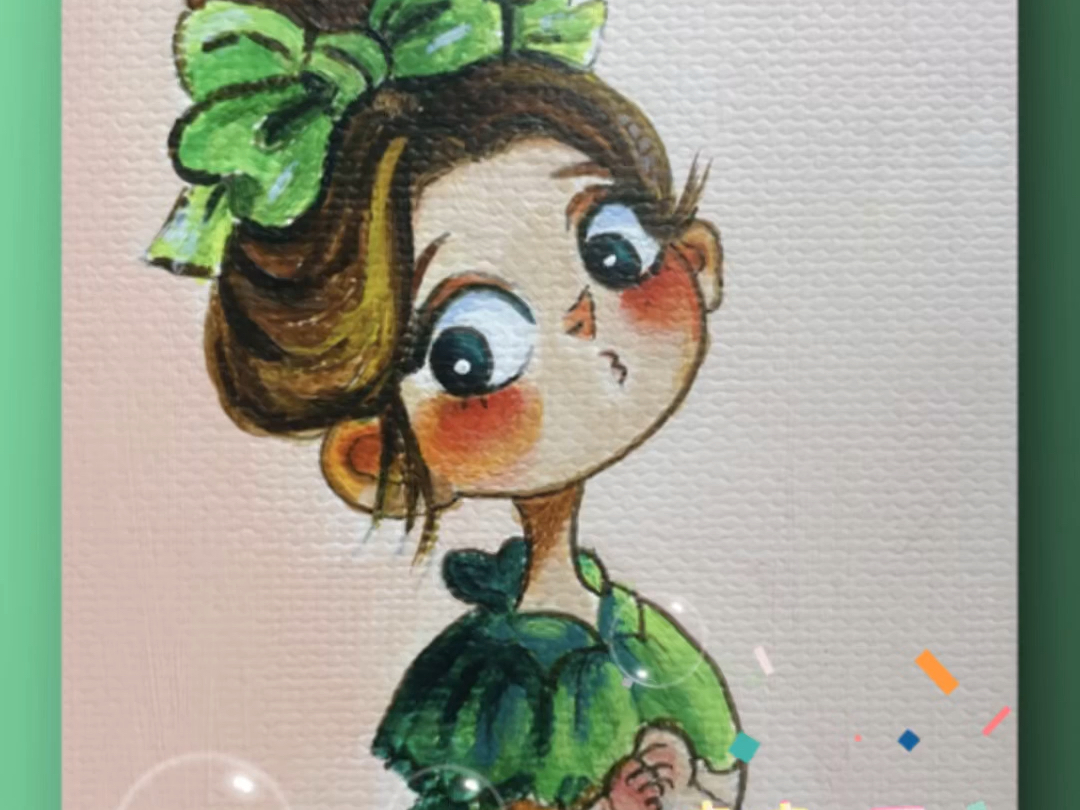 【可爱】绿裙少女的精致妆容|绘画教程