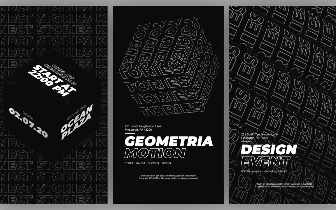 ae模板-印刷动力学海报时尚的动态文字标题动态文字流动背景适合个性