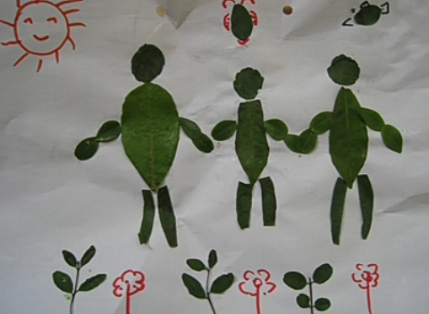 树叶贴画.我的家