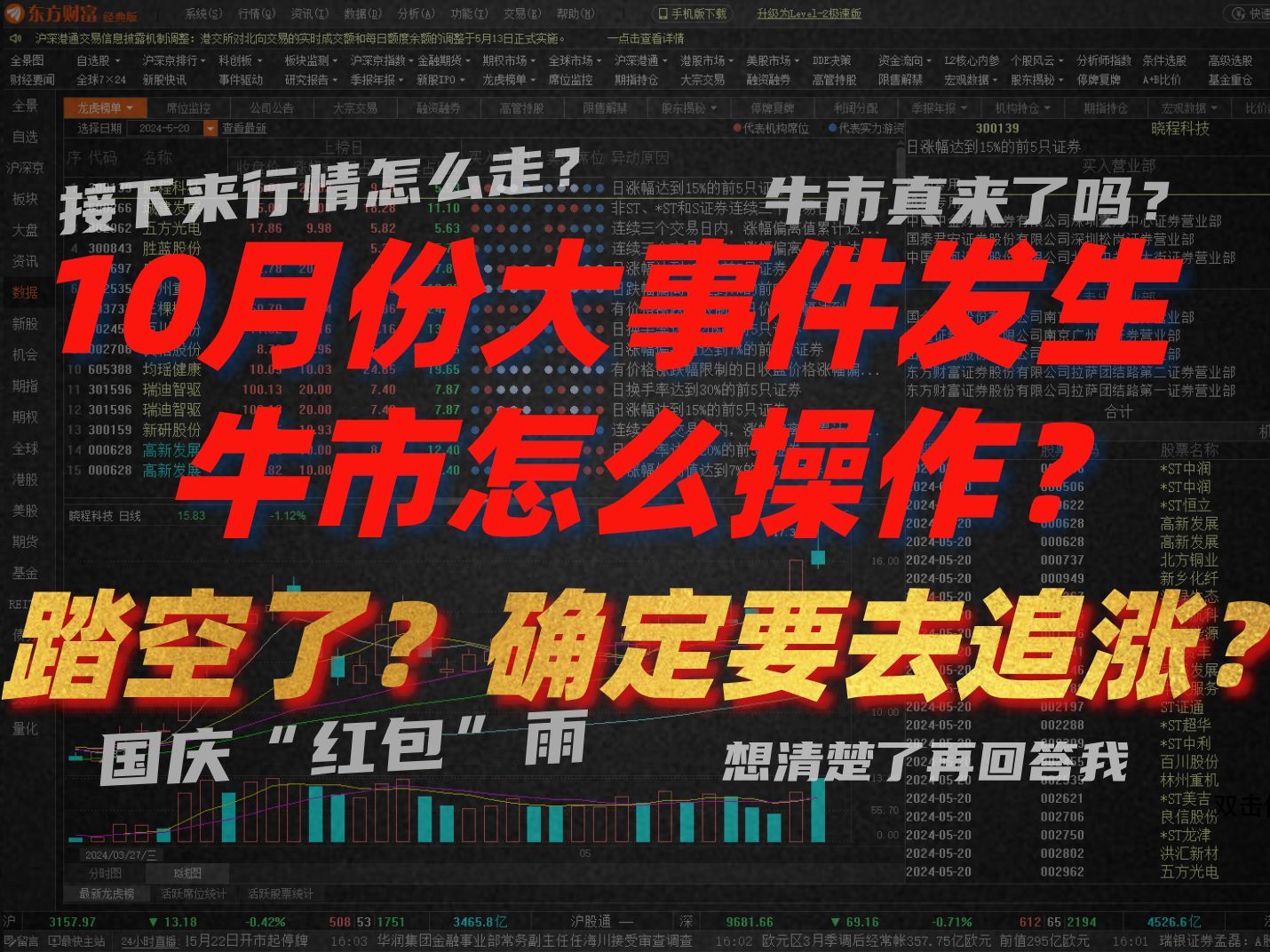 A股周评:10月份大事件!2亿股民注意了,A股此时还能玩吗?牛市真来了吗?散户该怎么操作?踏空了可以去追涨吗?今天一个视频全都告诉你 一定要看...