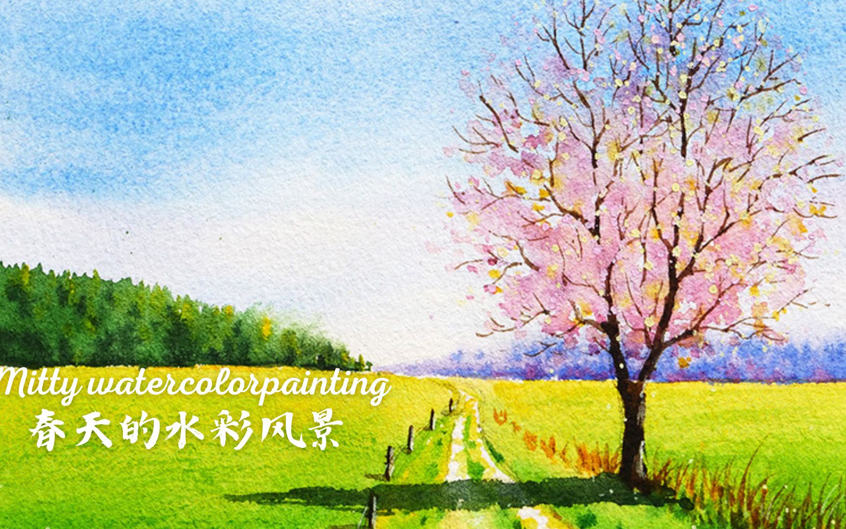 春日美景绘画图片