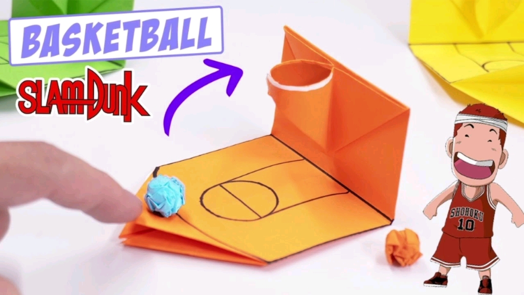 折纸篮球和篮球框图片