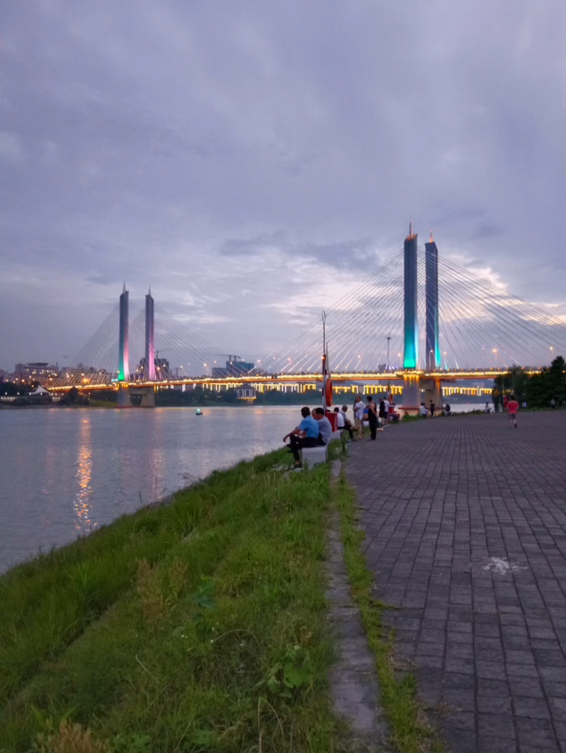 美丽的益阳市西流湾大桥夜景点