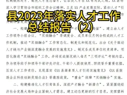 下载视频: 县2023年落实人才工作总结报告（2）