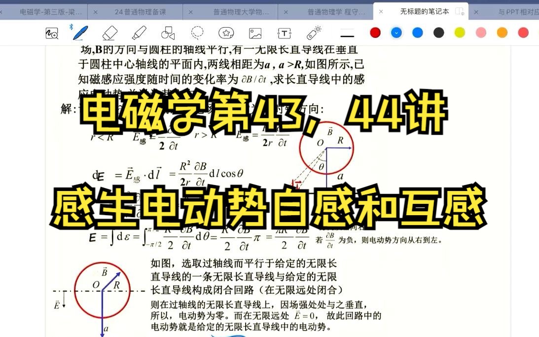 2023普通物理入门课43,44讲,电磁学感生电动势,自感和互感哔哩哔哩bilibili