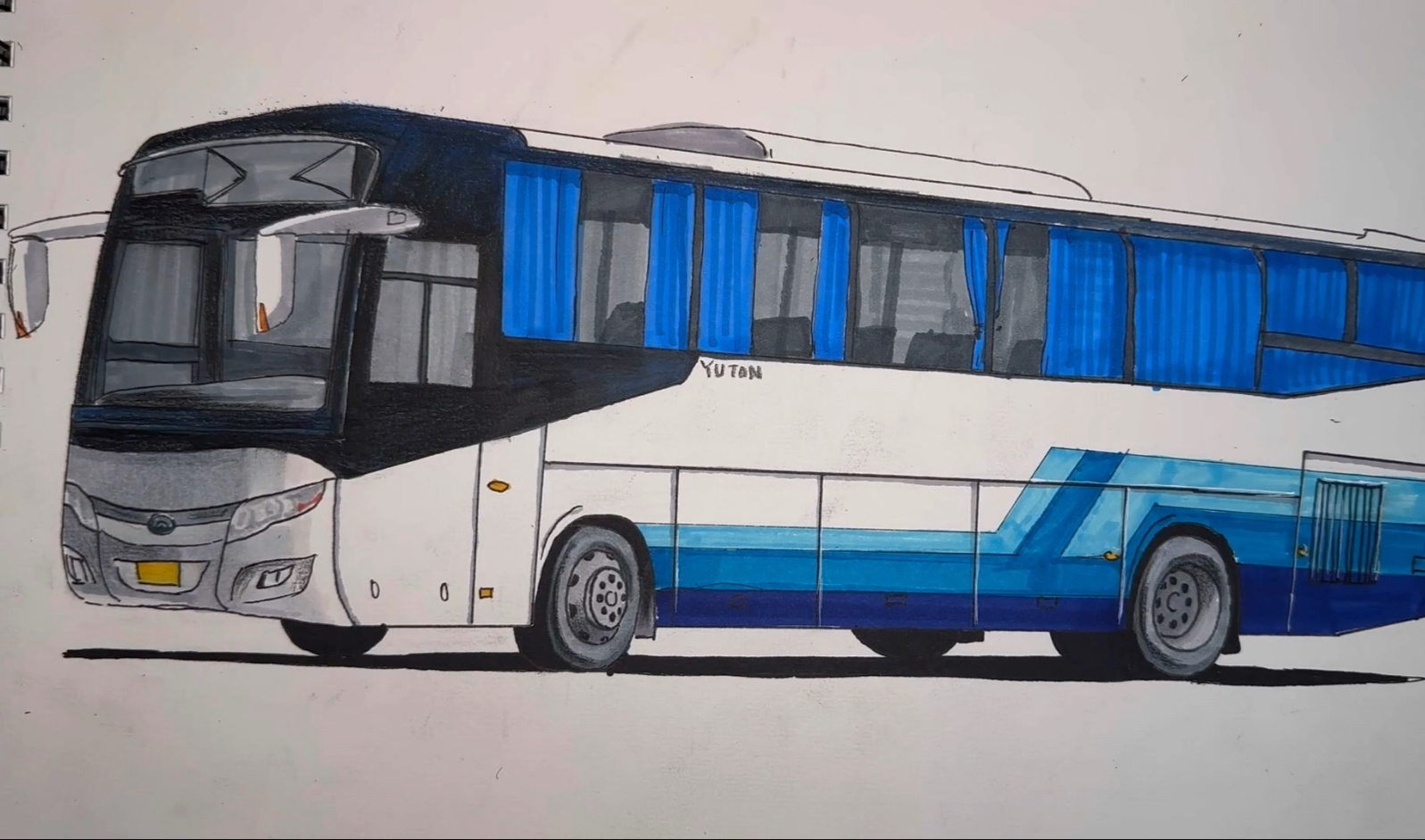 画一台宇通经典长途客车,简笔画