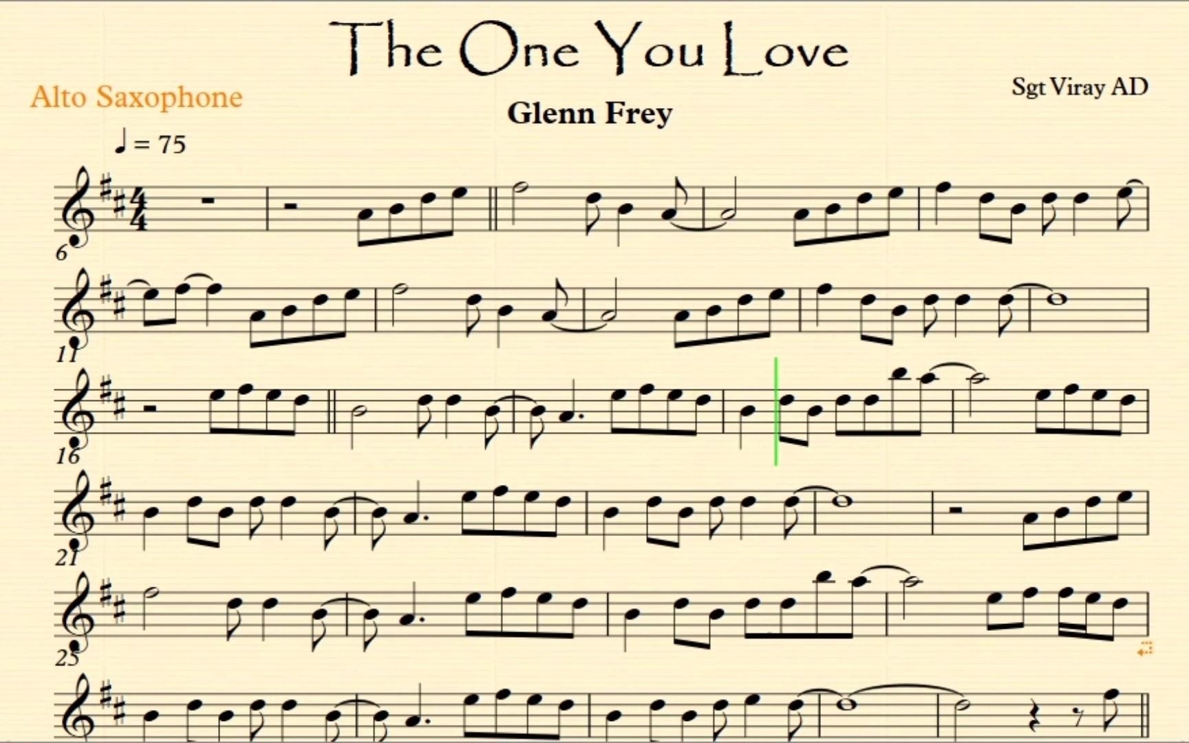 [图]The One You LOve By Glenn Frey Eb Instruments PlayAlong Music Sheet Backing Trak