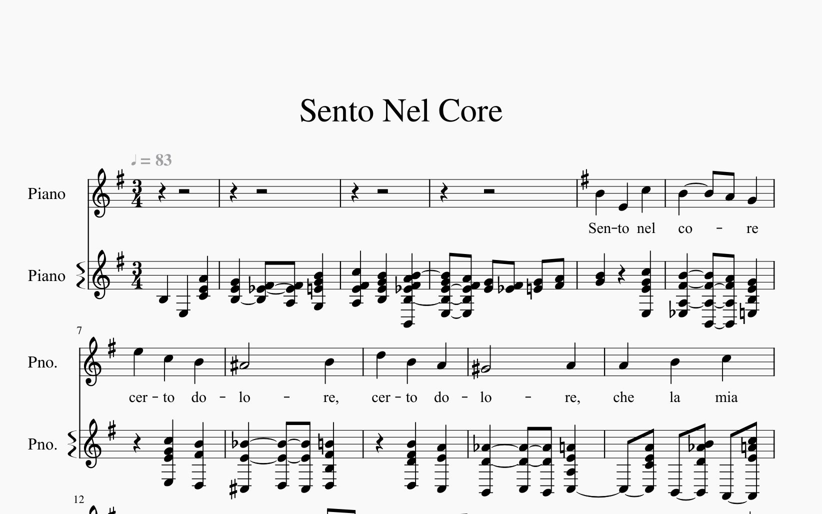 [图]sento nel core 我的心中感受（PIANO）