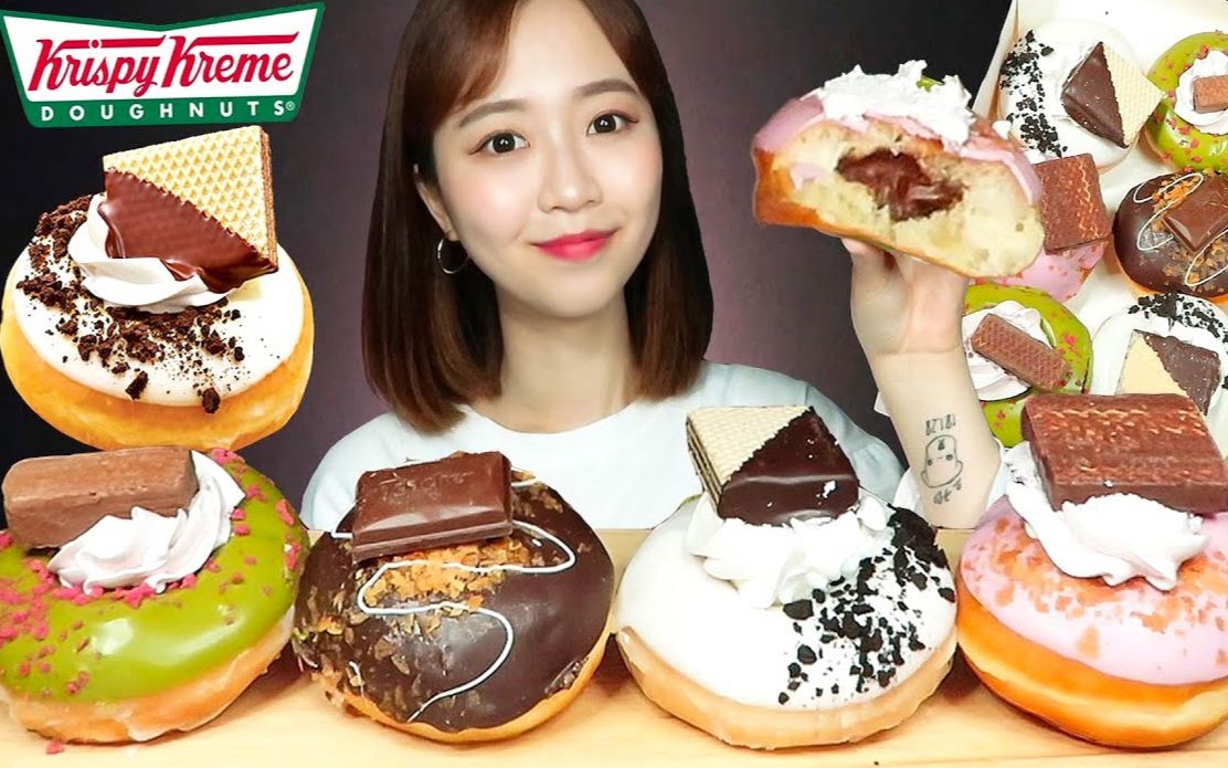 [图]☆ Sera ☆ Krispy Kreme莱家巧克力威化系列甜甜圈、西柚汽水 食音咀嚼音