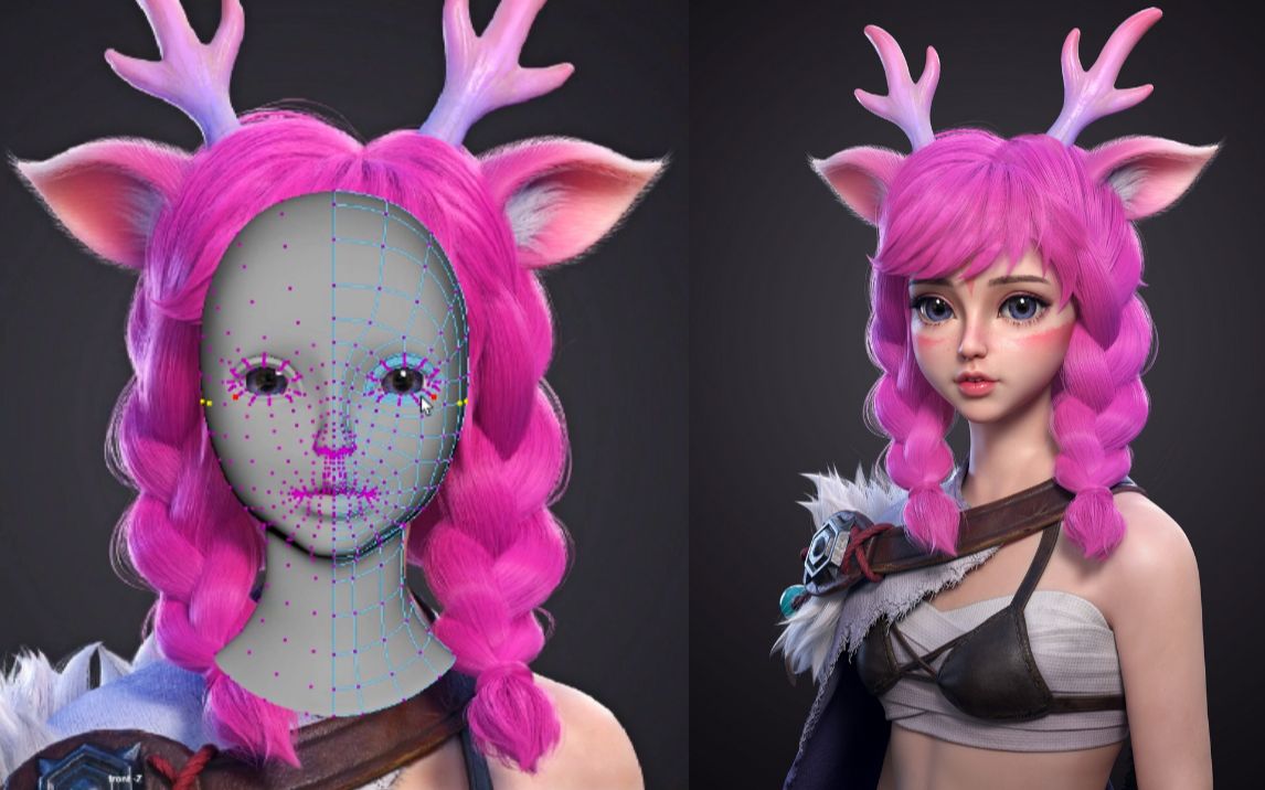 【maya新手建模】王者荣耀"瑶妹"制作,maya人物角色建模教程_哔哩哔哩