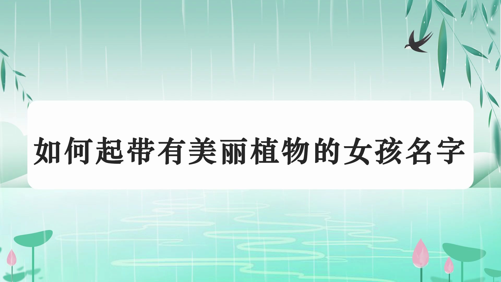 如何起带有美丽植物的女孩名字哔哩哔哩bilibili