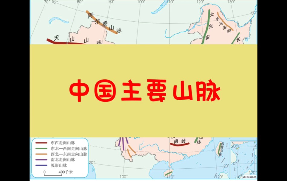 中国主要山脉 五种走向 共34列山脉