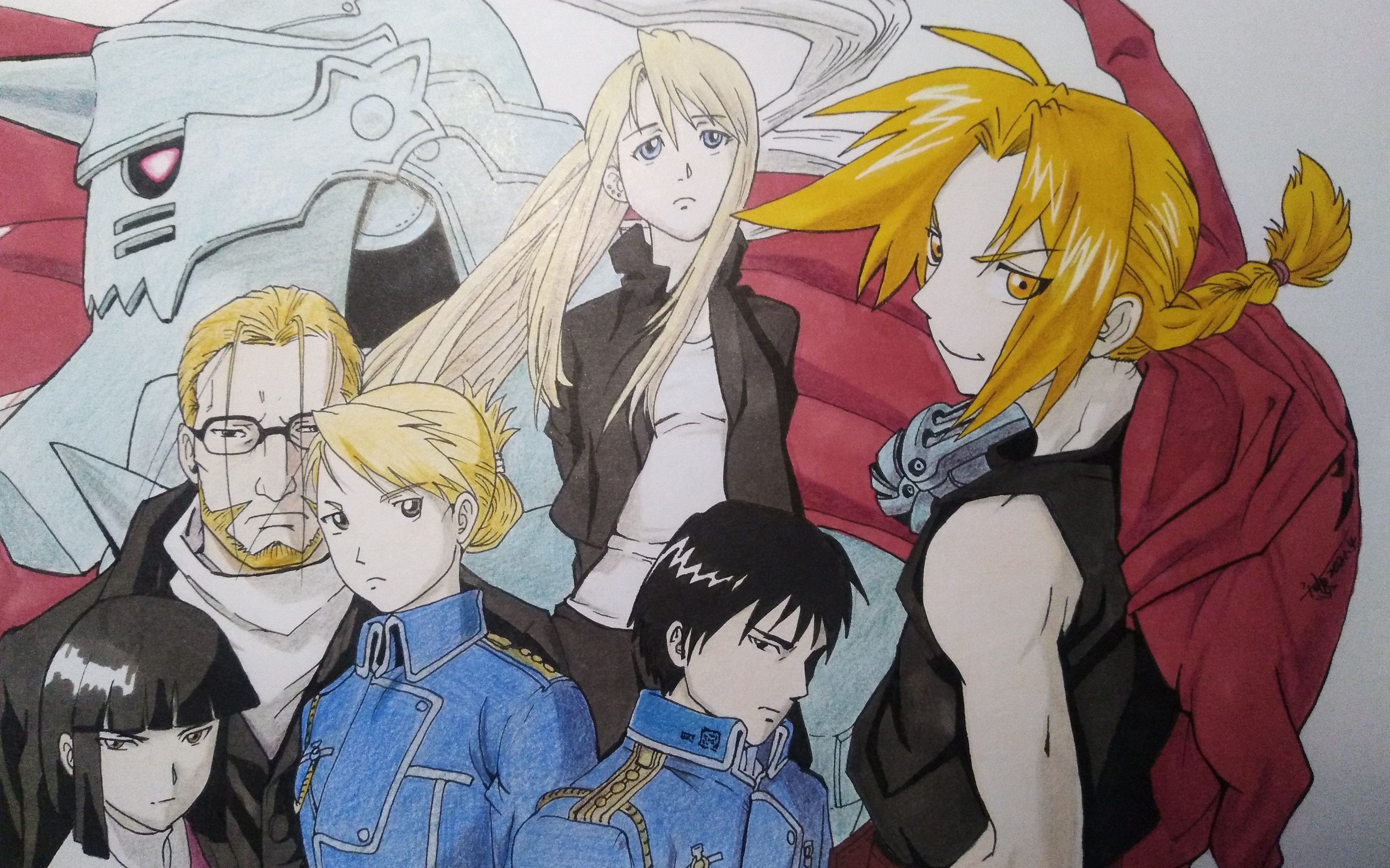 手绘曾经看过的动漫---016---钢之炼金术师---彩铅,马克笔上色